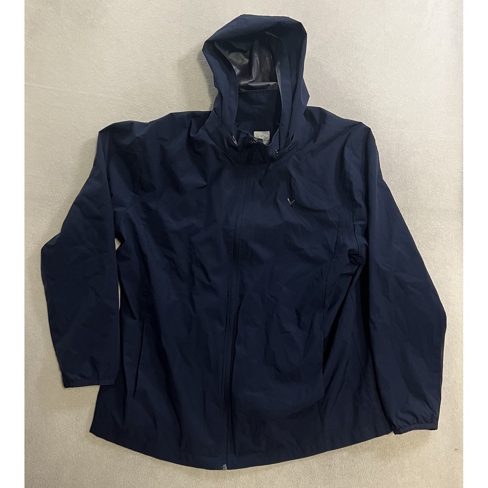 Callaway Windbreaker Jacket Men's Size XL Blue Full Zip Hooded Lightweight Golf